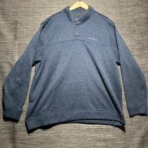 Eddie Bauer Jacket Men's Size 3XL Blue Snap Pullover Radiator Fleece Mock